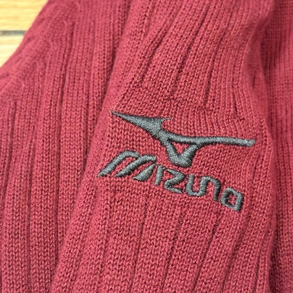 Mizuno Sweater Mens XL Red Black WindLite Lined Cotton Heavy Golf Pullover Knit